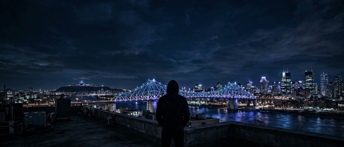 XANDER banniere collections — Montreal la nuit, pont Jacques-Cartier